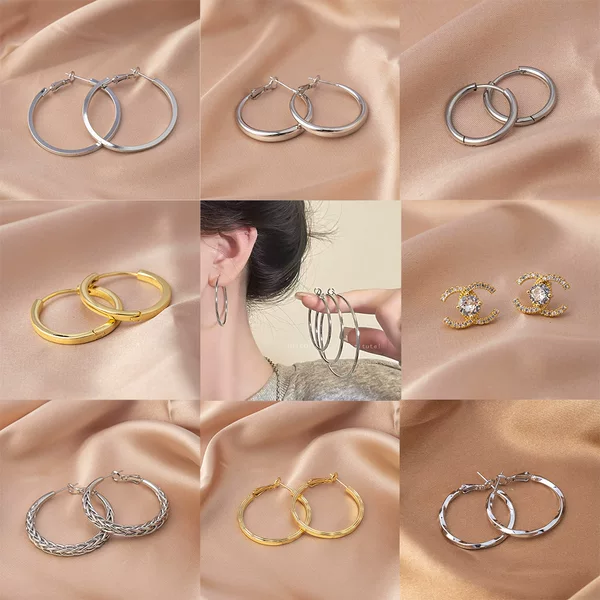 925 Silver Needle Large Earrings for Women, Light Luxury High-End Earrings with a Sense of Design, Niche Plain Hoop Exaggerated Earrings, Ear Cuffs, and Ear Pendants