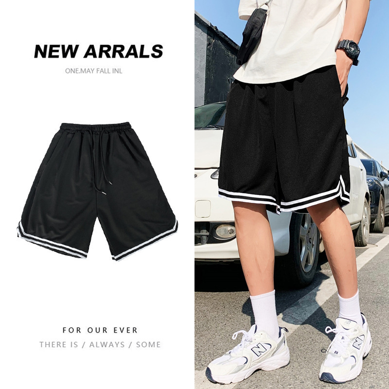 Yemi Fashion | Men's Loose-Fitting Hong Kong Style Casual Basketball Shorts, Summer Thin Trendy Wide-Leg Knee-Length Shorts