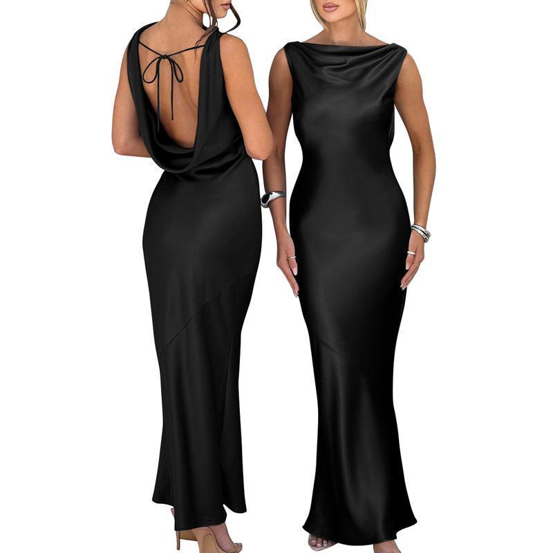 Women's Satin Elegant Sleeves High Neck Tie Cocktail|undefined