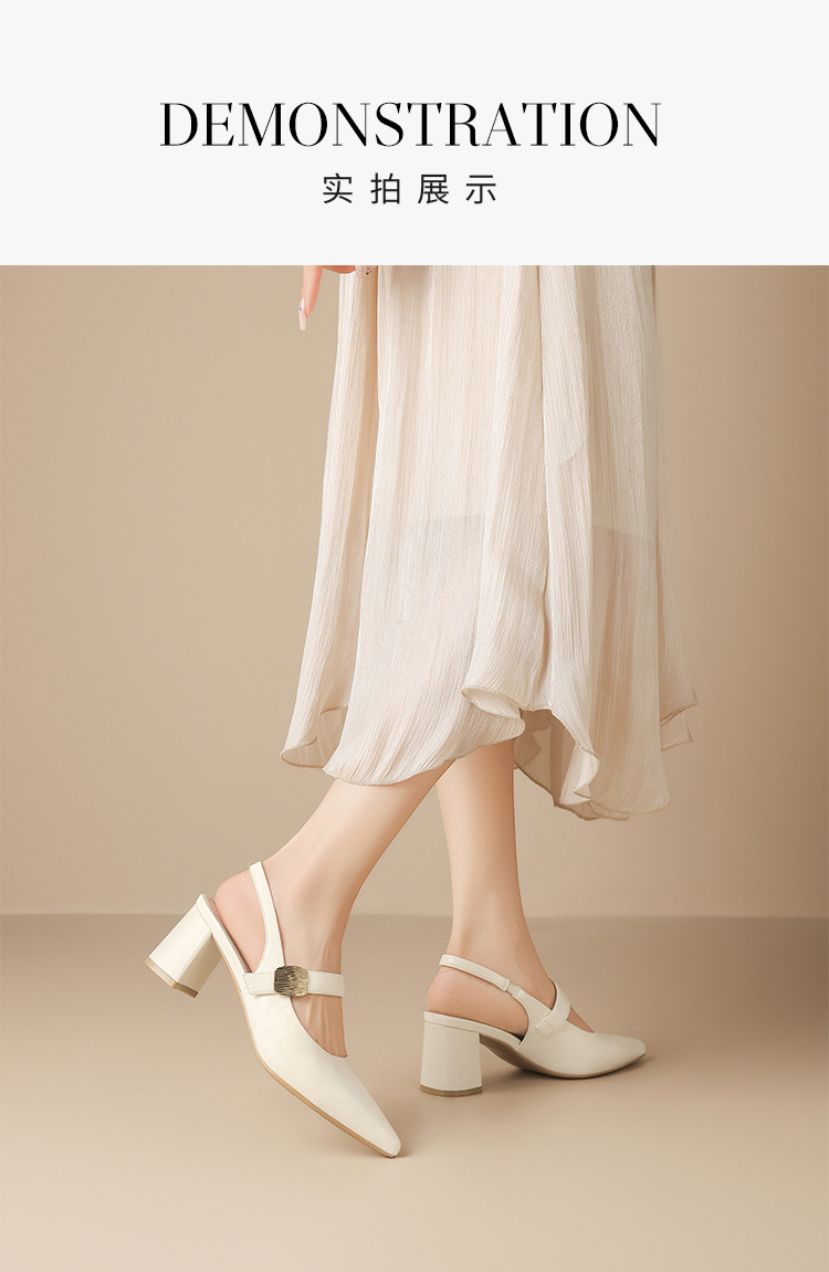 Sandal nữ mũi hở gót thấp kiểu Pháp thanh lịch — Rượu sâm banh NM26 chi tiết 11