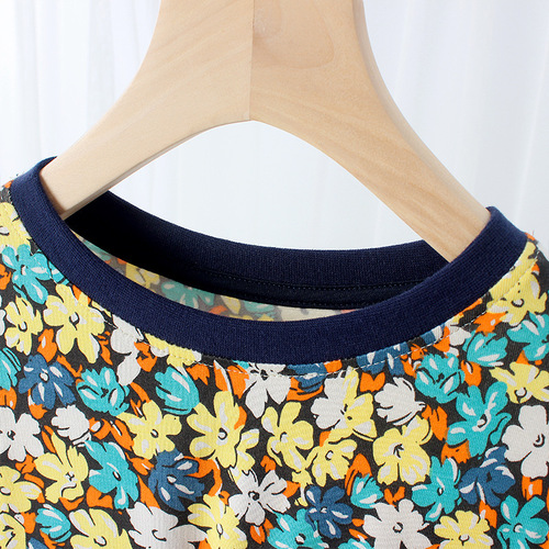 Summer Korean version of children's clothing, new girls' dresses, medium and large children's floral skirts, short-sleeved long nightgowns, children's skirts on behalf of