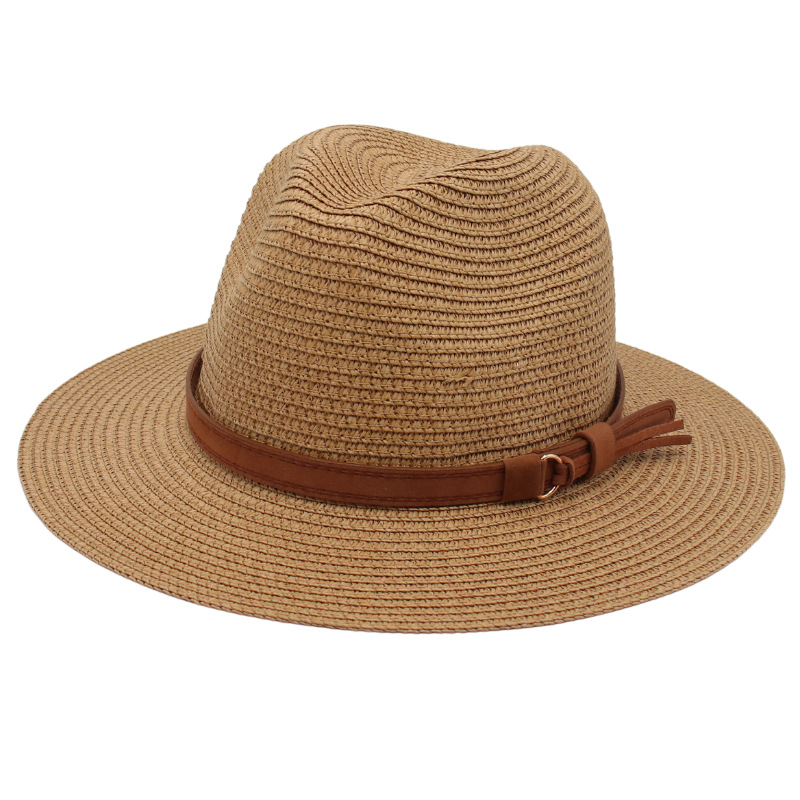 Unisex Pastoral Solid Color Wide Eaves Straw Hat display picture 2