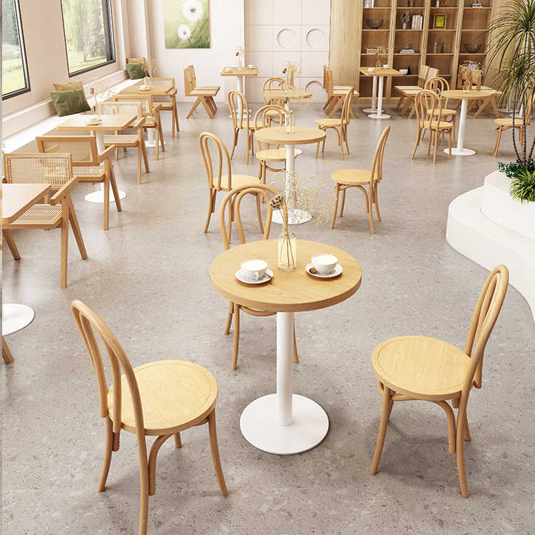 Mesa y silla de cafeteria de caña, mesa y silla de recepción de ocio, área de negociación de madera maciza, silla de comedor de Changdigar, silla de viento tranquilo