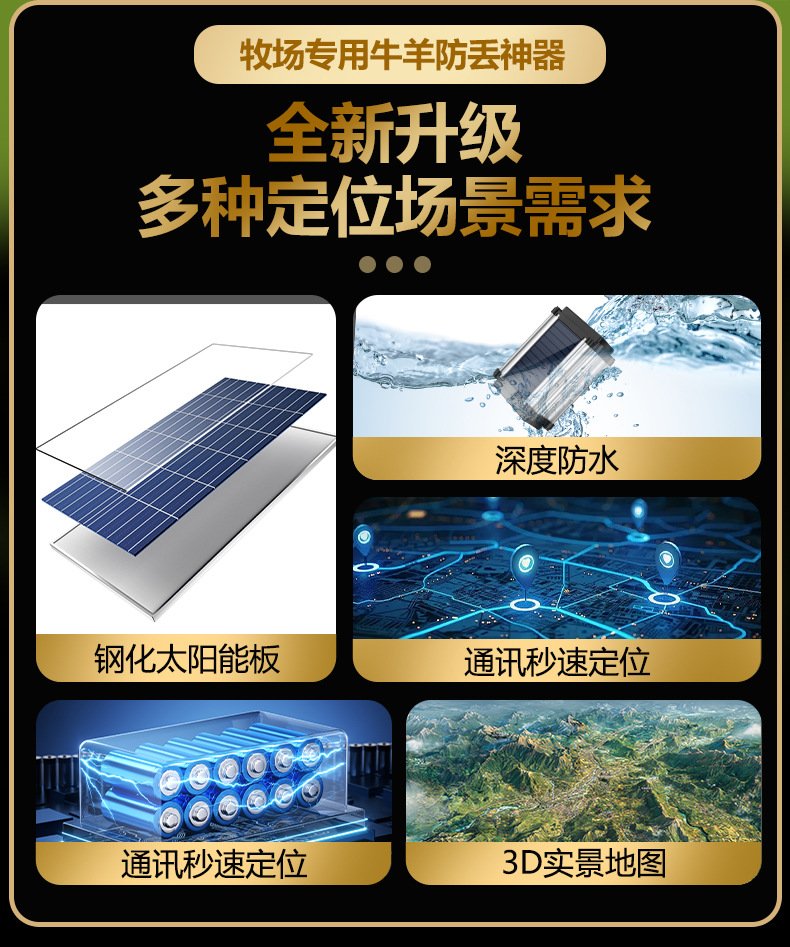 Beidou Satellite Cattle, Sheep, and Horse Locator 5g Solar-Powered Tracking Collar for Grazing in Mountainous Areas