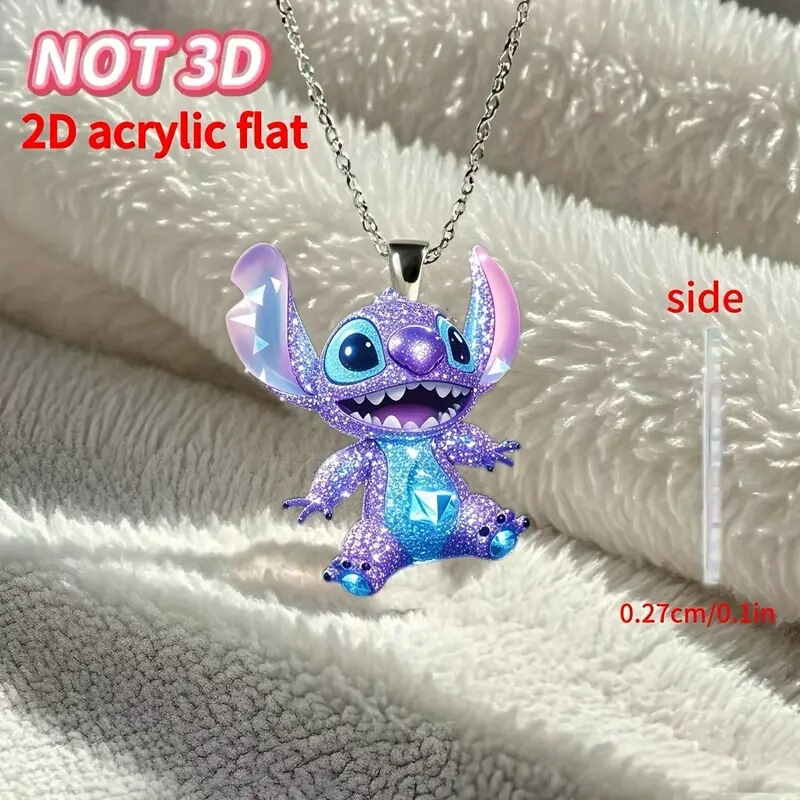 Cross-border cute cartoon diamond pattern 2D flat acrylic necklace, a fantasy and interesting necklace