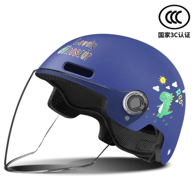 and Girls Children Electric Battery — Motosiklet kaskı (dəbilqə) - 3c-blue-dinosaur-transparent-long