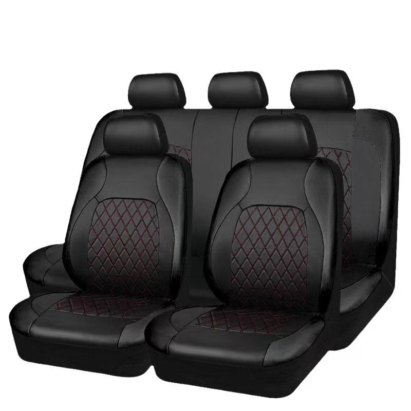 Cross-Border Foreign Trade Car Seat Covers, Single-Line Diamond Quilted Embroidery, Curved Leather, Pu Leather, Artificial Leather, Export to Europe and America