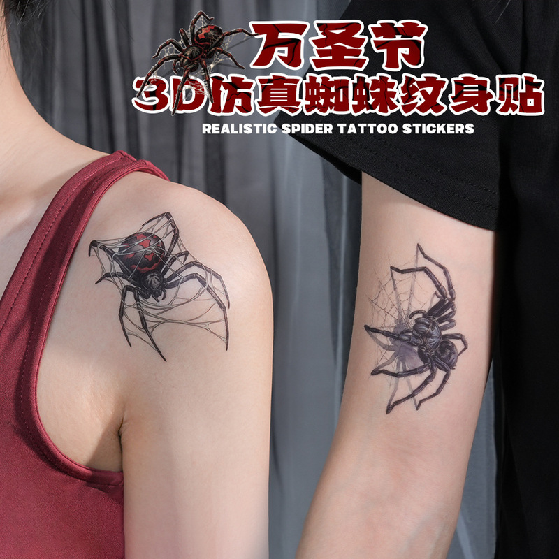 New Matte Halloween Tattoo Stickers 3D Horror Spider Party Quirky Temporary Tattoo Dark Stickers New Matte Halloween Tattoo Stickers 3D Horror Spider Party Quirky Temporary Tattoo Dark Stickers