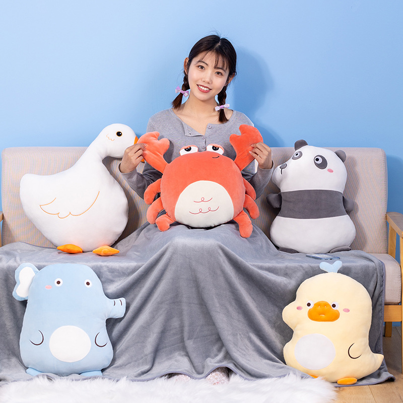 ins Cartoon animal Pillows blanket Two-in-one lovely elephant Office Siesta sofa automobile decorate Cushion