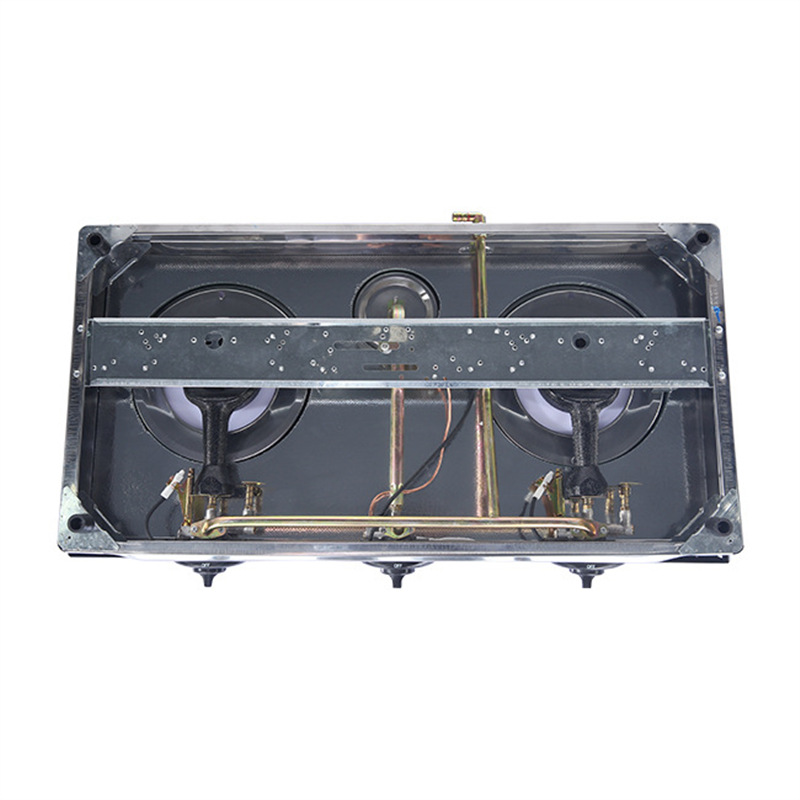 Fábrica de cocina de gas transfronteriza comercio exterior doble triple vidrio incrustado de acero inoxidable simple cocina de gas al por mayor