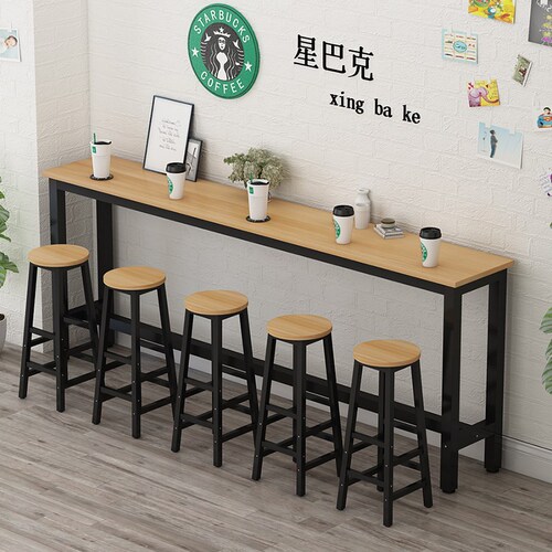 Wall bar table home window table milk tea shop high bar long dining table restaurant table and chairs long table narrow table