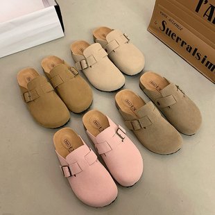 2.5cm Birkenstock Shoes Retro Buckle Toe Half Slippers for Women 2025 Spring Comfortable Outer Wear Lazy Thick-Soled Slippers