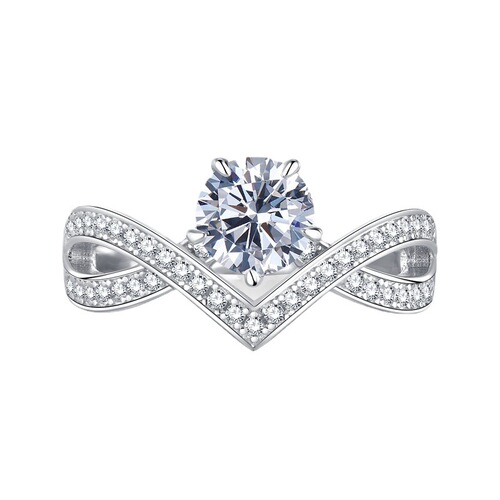 Mujing Jewelry  New S925 Silver Classic One Carat White Diamond Ring Women's European and American Diamond Ring Wedding Ring