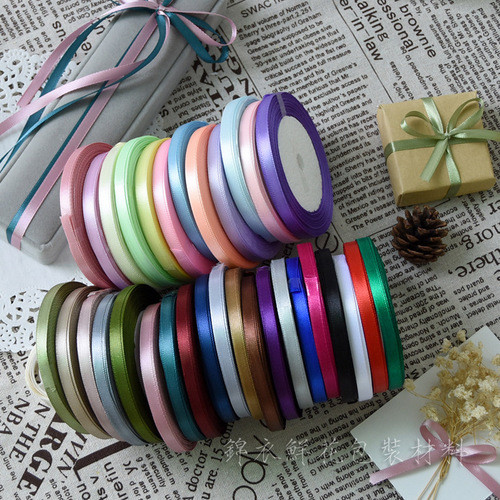 2m 0.6 inch ribbon satin tape colorful DIY handmade satin ribbon wedding gift flower packaging material bouquet tying