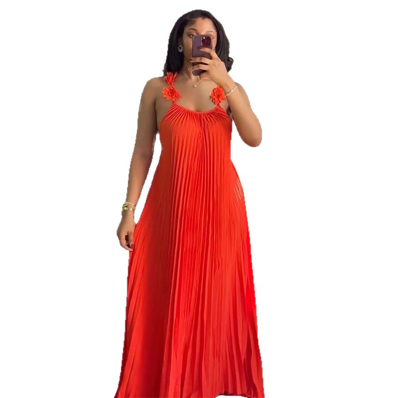 Sweetheart Neckline Backless Maxi Dress – Flowy Ruffled Sundress With Smocked Bust For Beach Vacations & Date Nights (Orange Red, S-Xxl)_ecoleips.com