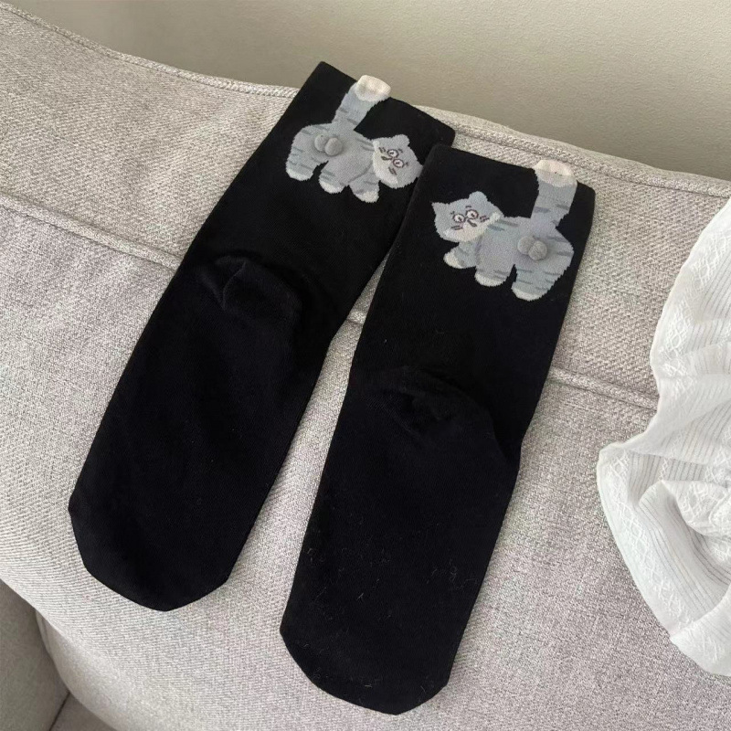 蛋蛋袜~小红书爆款猫咪搞怪袜女秋冬季网红ins情侣趣味个性中筒袜|undefined