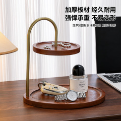 实木玄关化妆品收纳盒桌面梳妆台置物架香水口红高级护肤品首饰盒