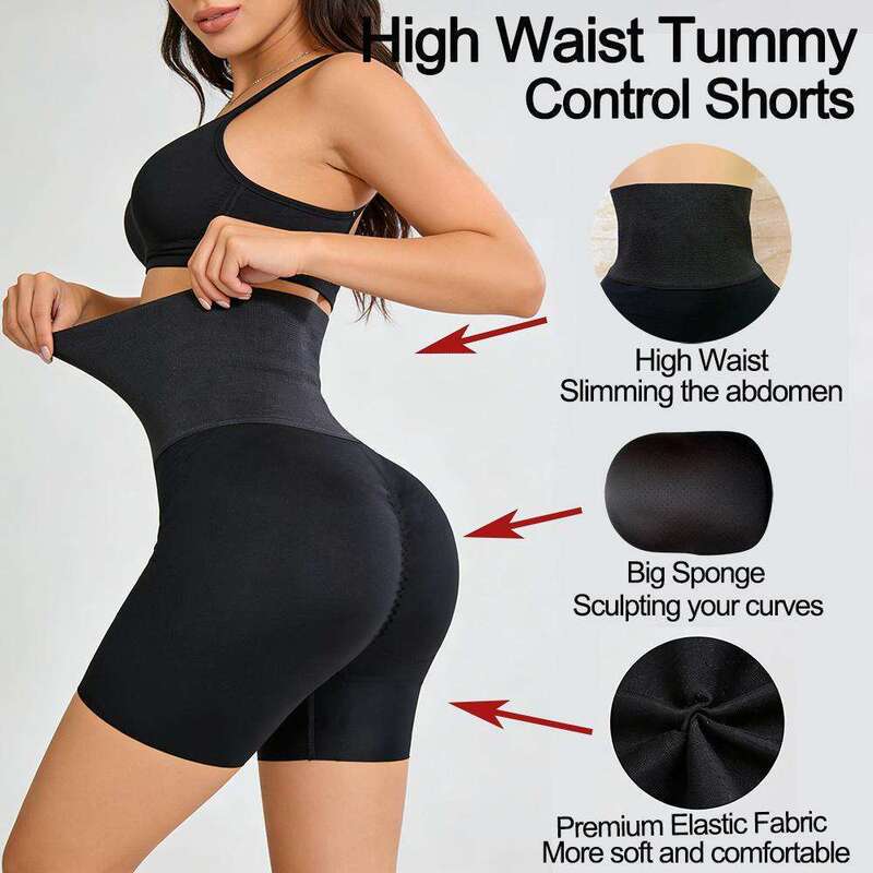 High-Waisted Tummy Control and Butt-Lifting Panties for Women, Slimming Waist Trainer, Hip-Enhancing Padded Briefs, Fake Butt and Hip-Enhancing Underwear