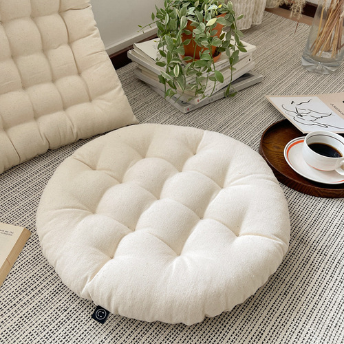 Japanese simple plain square cushion tatami futon round mat dining chair with strapable chair cushion