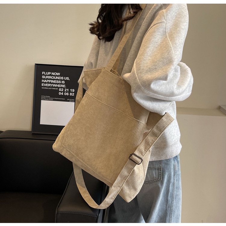 New Korean-style simple large-capacity handbag, casual corduroy single-shoulder bag, versatile travel light crossbody bag wholesale undefined