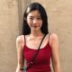 88025# fake two-piece bow hollow back sling fixed cup stitching color slim base vest