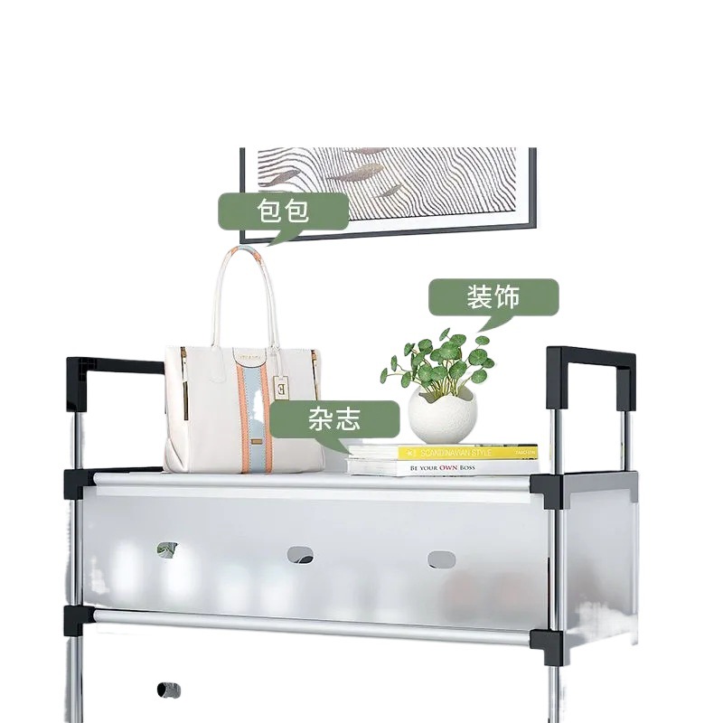 Estante de zapatos con cubierta a prueba de polvo simple multicapa casero fuerte y duradero de gran capacidad alquiler de alquiler albergue gabinete de zapatos