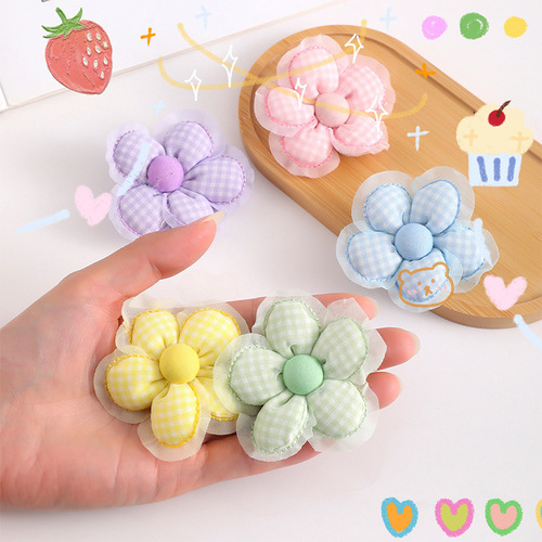 Cute candy color flower brooch jewelry girl heart clothes accessories diy fabric children's hairpin accessories wholesale