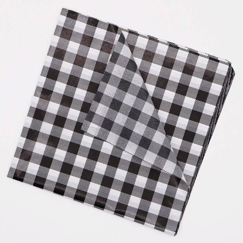 Ropa a cuadros de moda forro de regalo papel de tejido papel de copia en stock patrón opcional blanco y negro rojo verde 17g papel de algodón