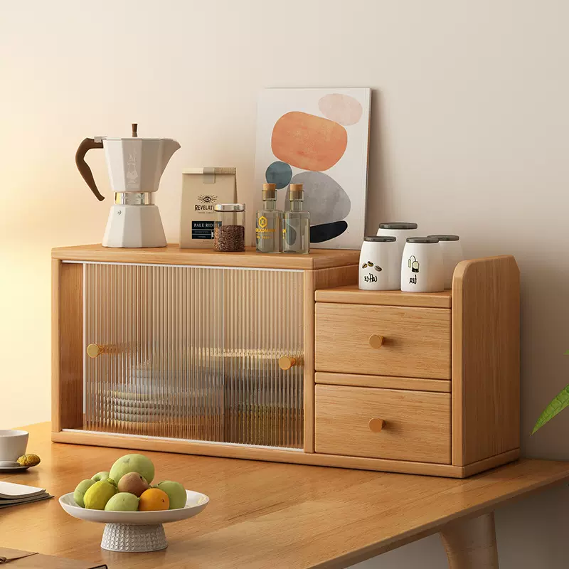 餐边柜桌面置物架书桌收纳柜台面储物柜零食收纳盒办公室工位边柜