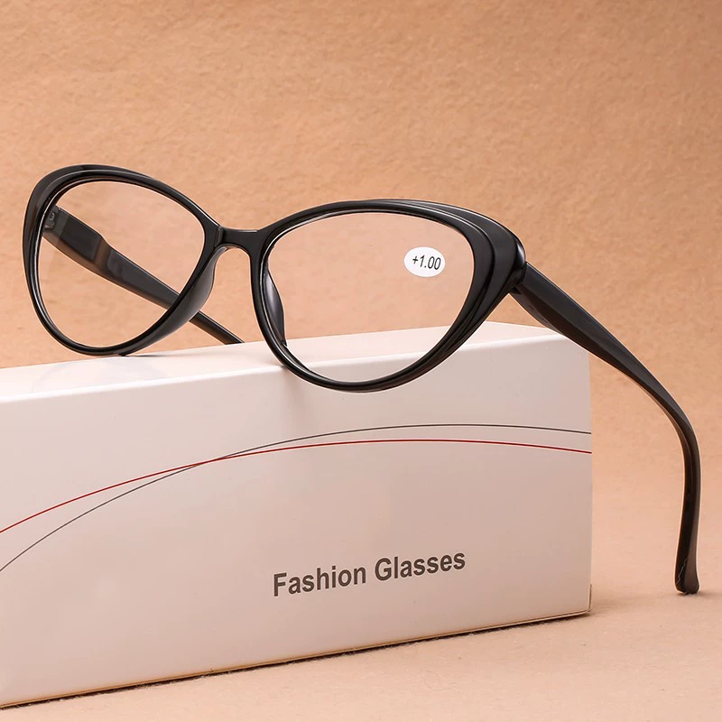 Cat-eye Reading Glasses, European Style, Unisex, Magnification +1.00–+4.00, Lightweight Frame