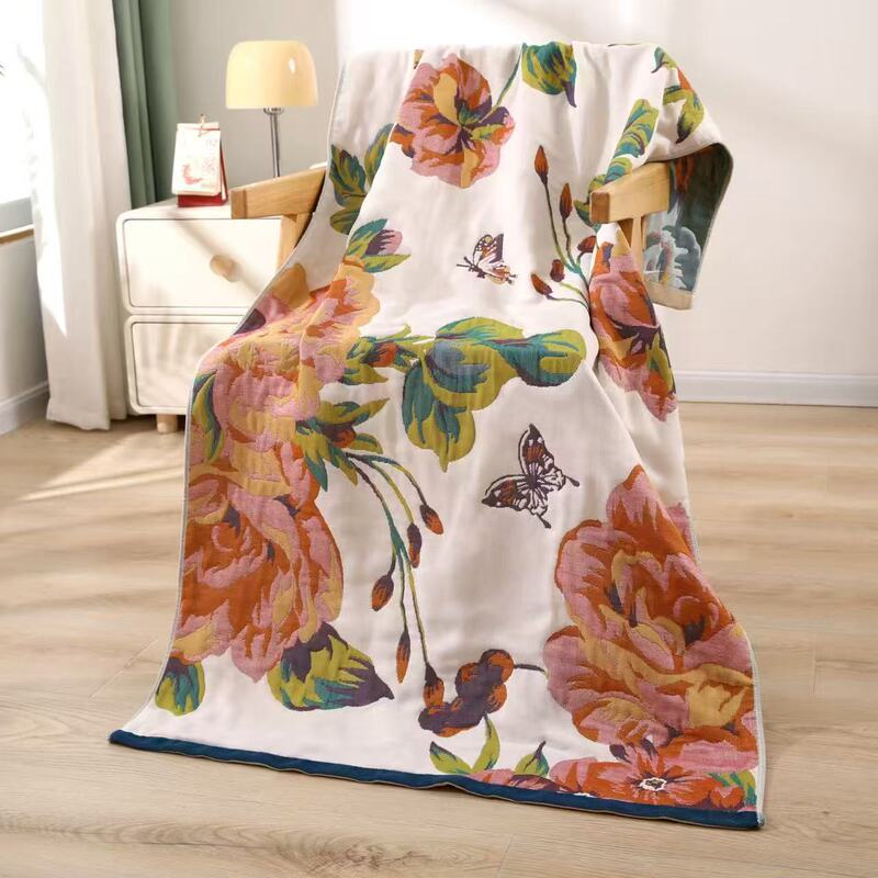 Gauze Bath Towel 160x 80cm Multifunctional Small Blanket Four Seasons Universal Multi-layer Adult Couple Seaside