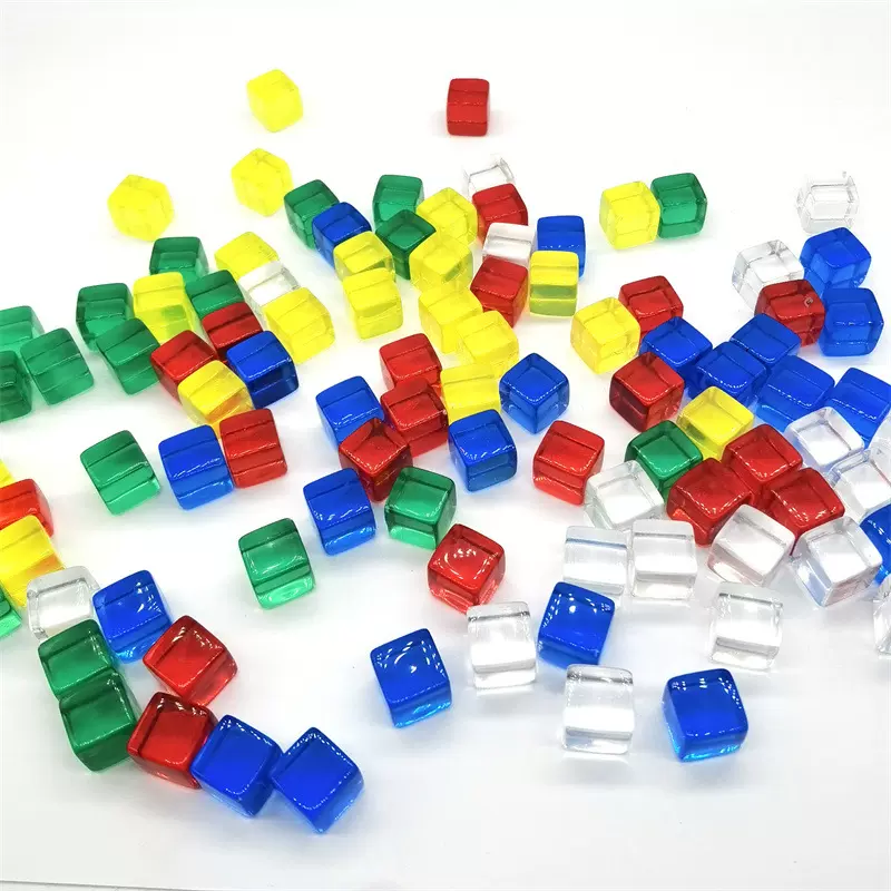 8mm亚克力空白骰子彩色光面骰子方块透明骰子游戏色子桌游TOKEN