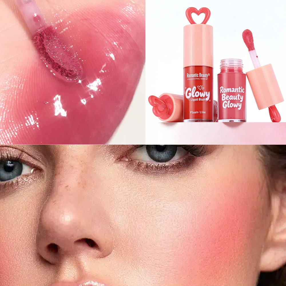 Cross-border Love Liquid Blush Natural Color Durable Carmine Brown No es fácil de quitar el maquillaje, mejora de la apariencia, blush rosa suave