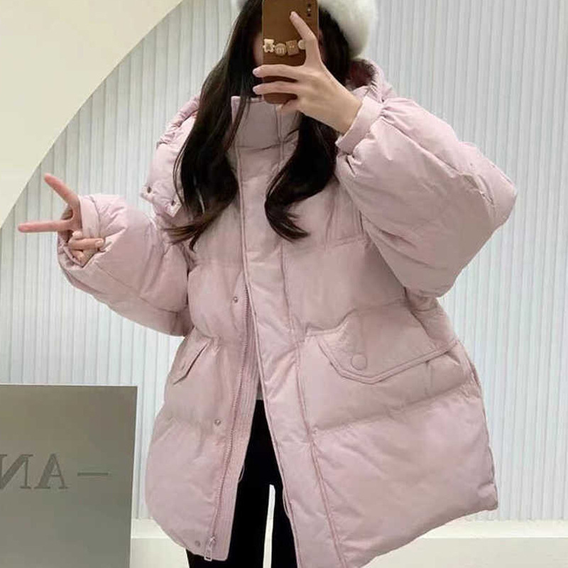 여성용 퍼프 다운 재킷, 여성용 숏 스타일, 화이트 덕다운, 여성용 가을/겨울 의류, 대형 사이즈, 일본/한국 스타일, 평화