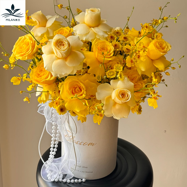 Fritillaria perla simple inglés abrazar barril caja de flores de rosas caja de regalo de flores redonda paquete de flores barril de arreglos de flores image 3