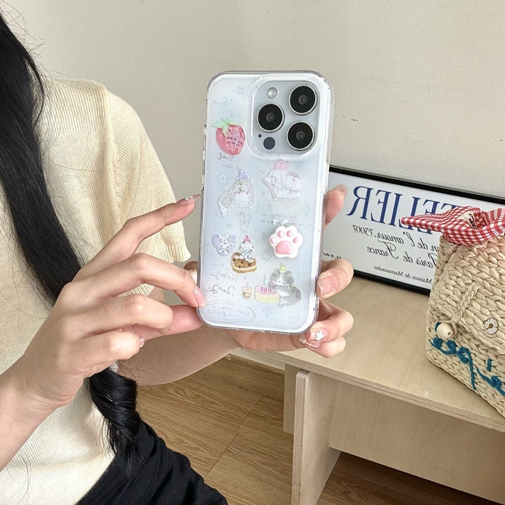 Postre de nicho, fresa, cachorro, gato, funda para teléfono móvil 15ProMax, iphone14/13 manzana 16 mujer