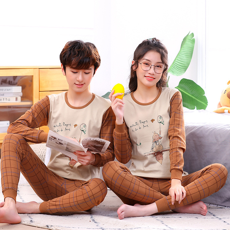 KMH 빅 키즈 코튼 울 브라운 체크 무늬