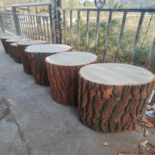 Large Wooden Stump Tree Stump Solid Wood Stump Coffee Table Stool Clothing Store Sitting Stool Bedside Table Decoration with Leather Tree Stump