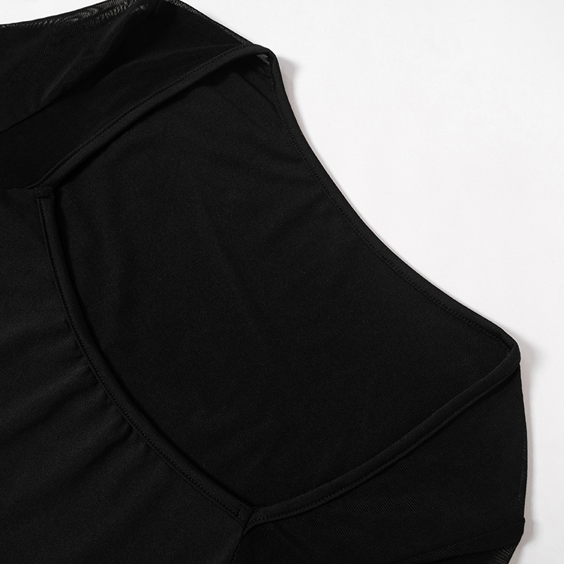 Women's Clothing M23BS479 new autumn fashion sexy mesh see through tight long sleeved jumpsuit for women_voghion.com