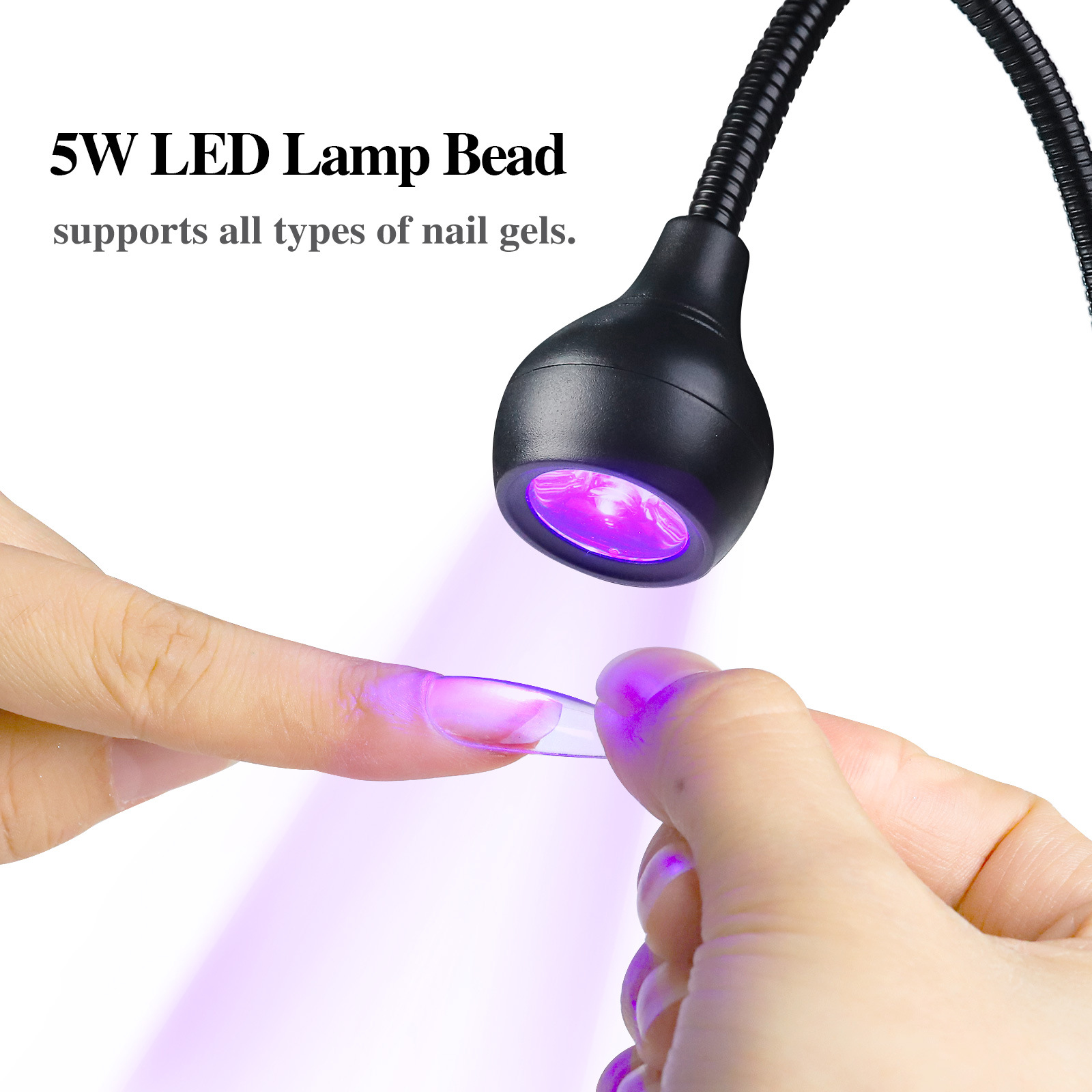 Transfronterizo exclusivo mini clavo pegamento UV lámpara de curado de luz púrpura con clip y interruptor de luz USB multiusos