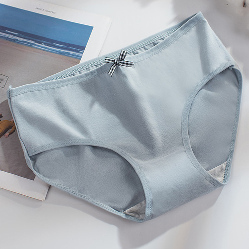  New Triangle Underwear for Women, Pure Cotton Breathable Medium Waist, Teenage Girl Solid Color Thin Model Breathable Butterfly Knot Underwear