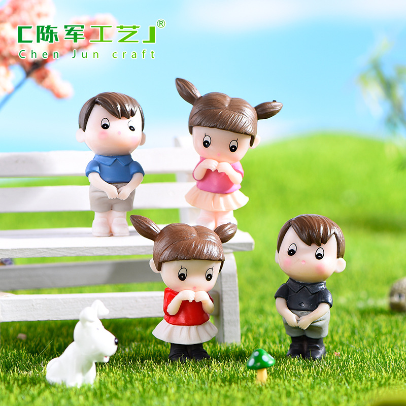 Tiểu thư đáng yêu mini, zakka tiểu cảnh cặp đôi DIY resin trang trí (z-CJ-1194)