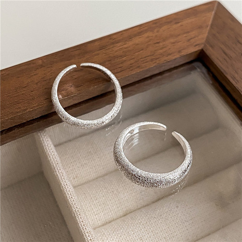 Silver White Sparkling Series S925 Sterling Silver Sparkling Sand Open Ring Women's Sparkling Bright Open Ring Wholesale