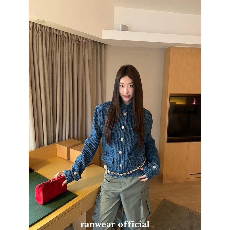 Ranwear 人气王！老钱调风 b*v小众复古牛仔小香外套短款立领夹克|undefined