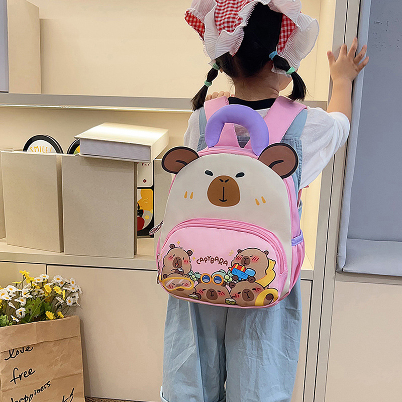 Mochila infantil Capibara, mochila infantil de dibujos animados, 3 años de edad, 5 años de edad, lindas niñas, mochila de jardín de infantes, luz