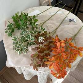 仿真绿植马醉木假花鸭掌木高级感逼真3D打印梧桐叶婚庆用花布置