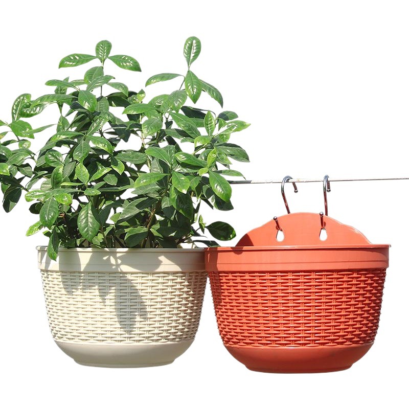 Semicírculo de ratán montado en la pared lavabo perezoso resina de plástico balcón colgando montado en la pared rábano verde maceta transfronteriza Amazonas