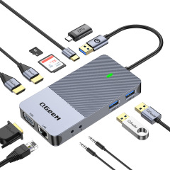 QGeeM11 オールインワン USB ドッキング ステーション DisplayLinkHUB トリプル ディスプレイ ハブ Type-C ドッキング ステーション