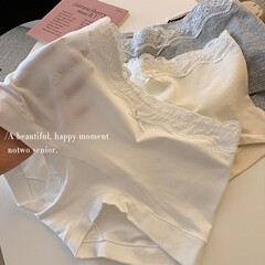 新女款10A抑菌新疆长绒棉平角全棉加长裆蕾丝边包臀内裤透气抗菌