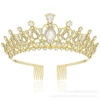 Hair comb style kc gold white diamond